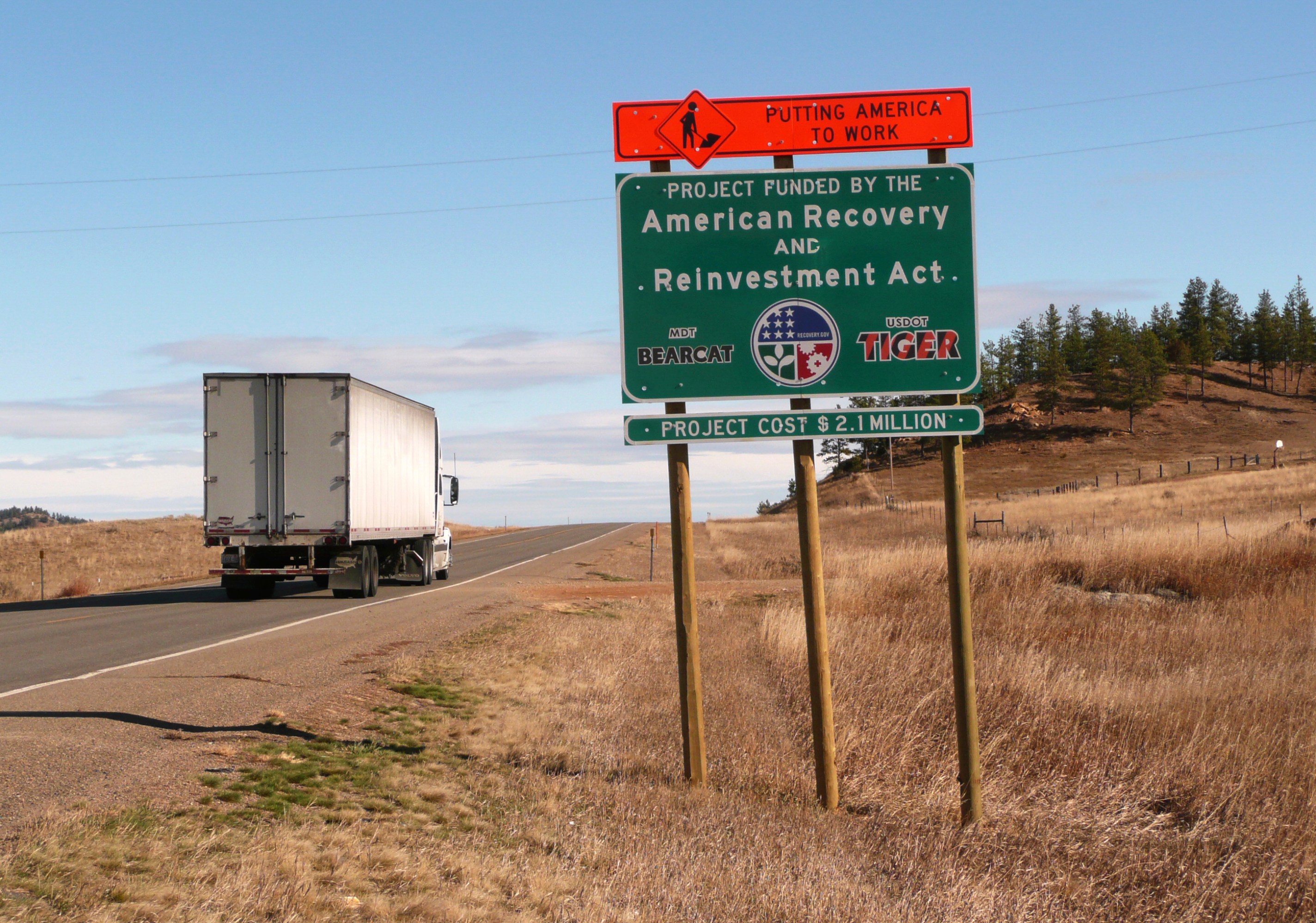 road sign for American Recovery Act